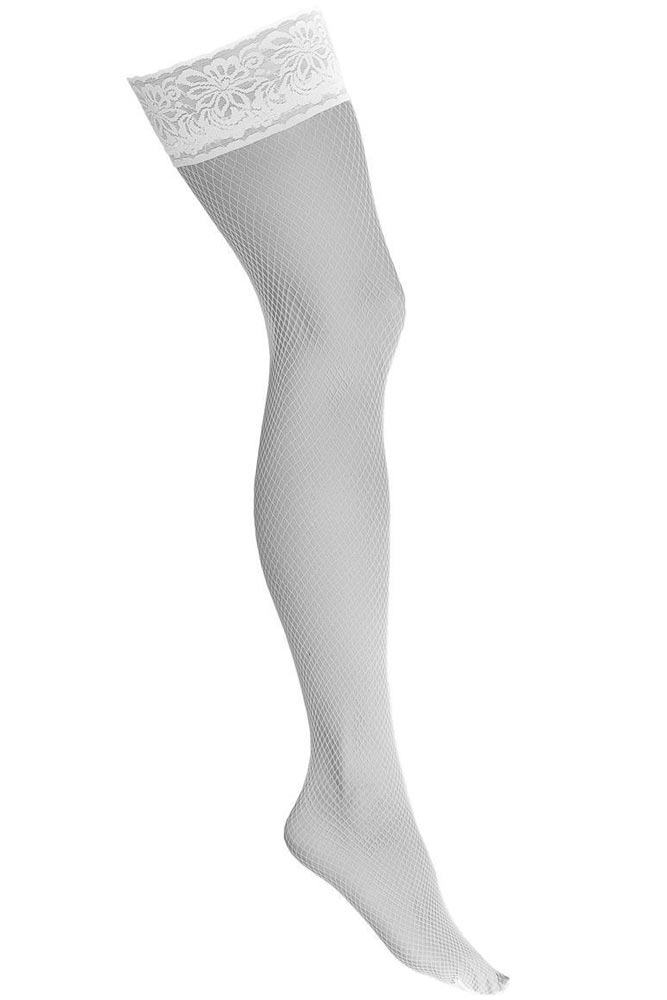 Kotek - Λευκές κάλτσες με δαντέλα, δίχτυ και σιλικόνη - Kotek Λευκές KO-H019-White - E-string.gr