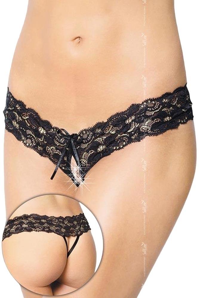 Lace Open String Black