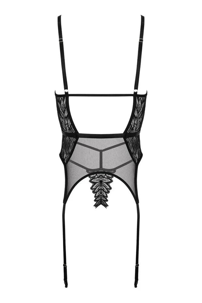 Κορσές CO102 με στρινγκ και λεπτομέρειες στον καβάλο – flat lay πίσω όψη