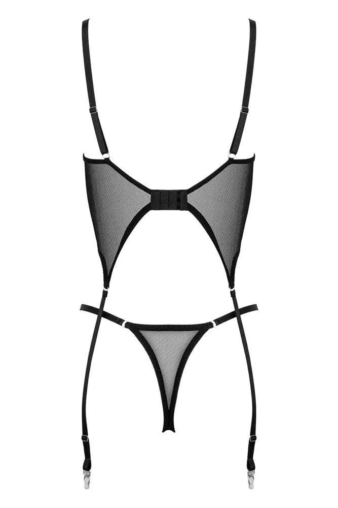 Κορσές CO103 με στρινγκ και λεπτομέρειες στον καβάλο – flat lay πίσω όψη