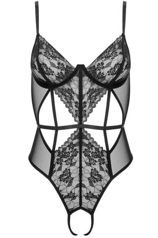 Αισθησιακό bodysuit με ανοιχτό καβάλο και λεπτομέρειες δαντέλας