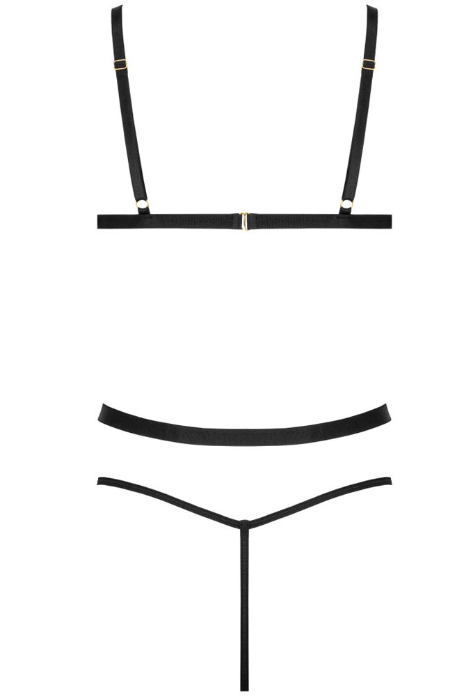 Εντυπωσιακό bodysuit με δαντέλα, χρυσές λεπτομέρειες και θηλυκό σχεδιασμό πίσω όψη