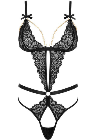 Εντυπωσιακό bodysuit με δαντέλα, χρυσές λεπτομέρειες και θηλυκό σχεδιασμό