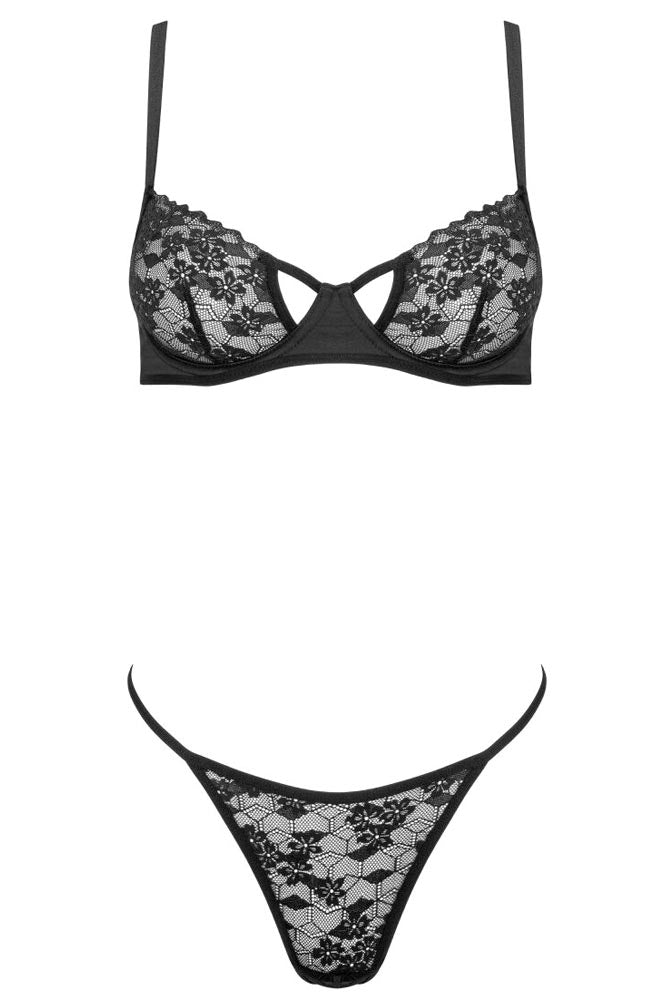 Ασορτί string με δαντέλα και ενισχυμένο καβάλο – μέρος σετ εσωρούχων