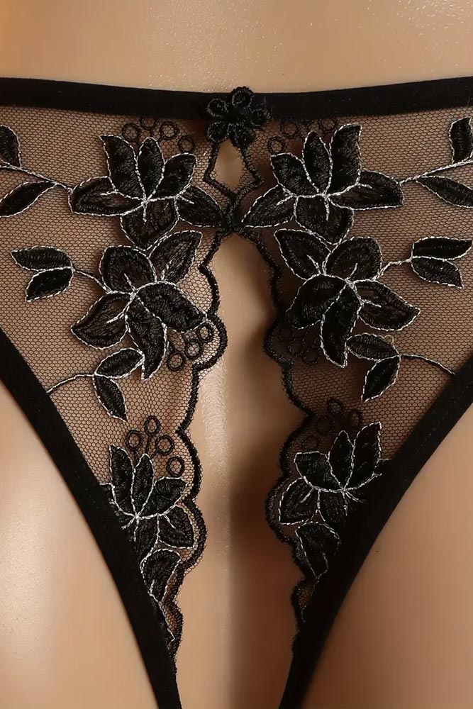 Γυναικείο εσώρουχο με ανοιχτό καβάλο Annamu Μαύρο A-1111