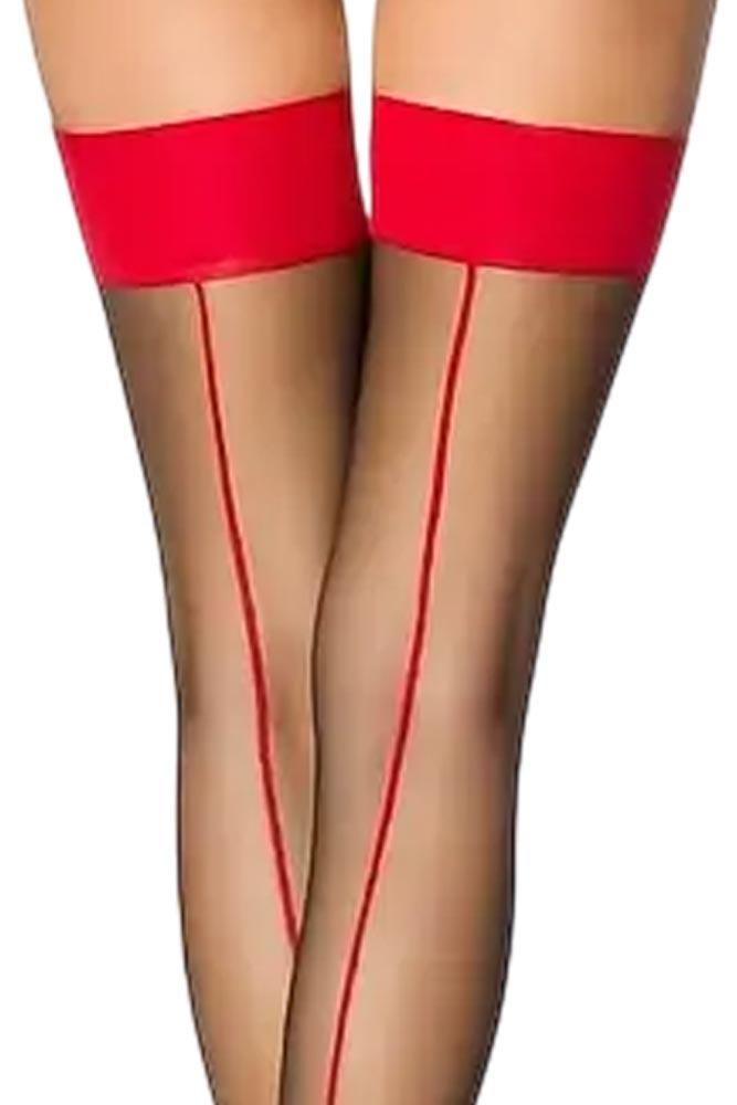 Λεπτές κάλτσες AnnaMu 20 DEN – λεπτομέρεια κόκκινης γραμμής