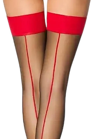 Λεπτές κάλτσες AnnaMu 20 DEN – λεπτομέρεια κόκκινης γραμμής