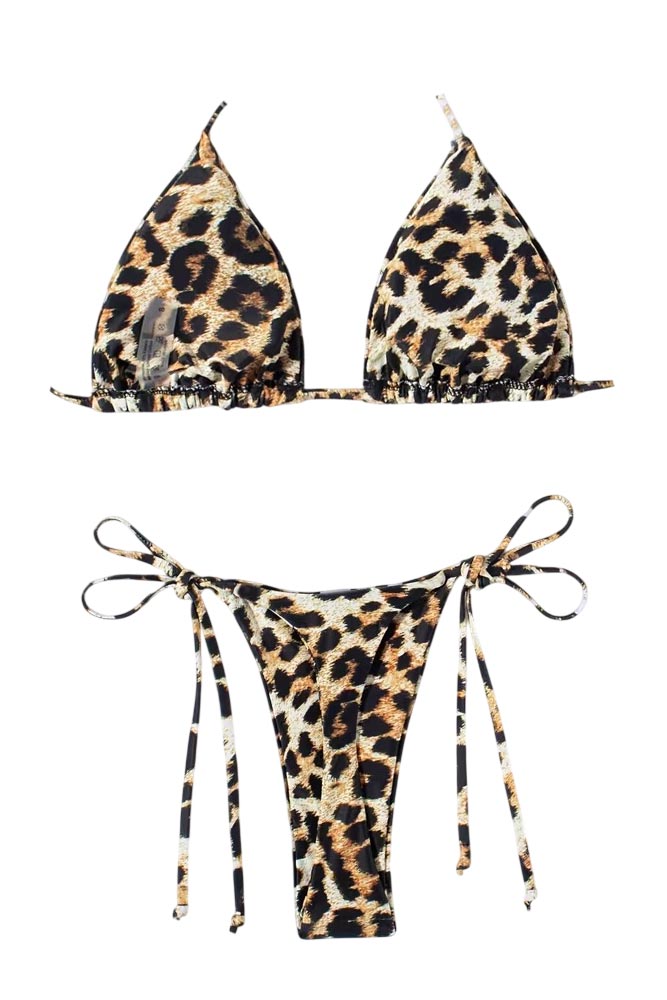 Sexy λεοπάρ μπικίνι string με πλαϊνά δεσίματα e-string collection