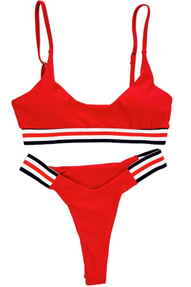 AnnaMu - Sexy String Μαγιό - Set Bikini Κόκκινο YN210517 - E-string.gr