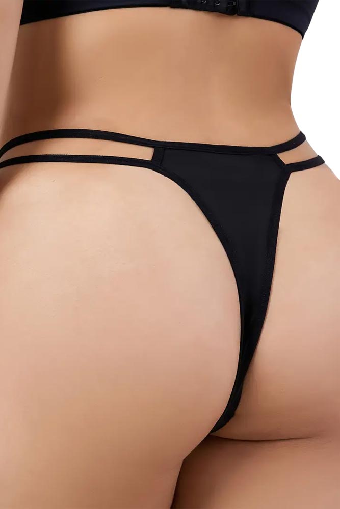 Sexy γυναικείο στρινγκ με δαντέλα σε μαύρο χρώμα