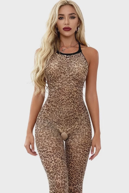 Video for Ολόσωμο Καλσόν με Animal Print Annamu Μπεζ A-1127