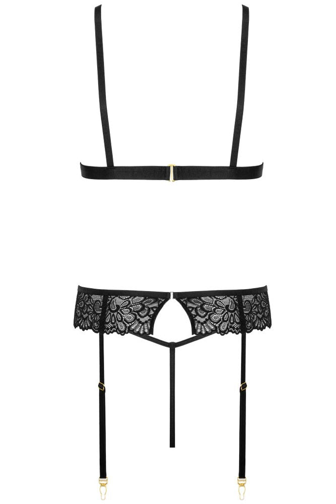 Δαντελένιο σετ εσωρούχων με ζαρτιέρες και κομψές λεπτομέρειες