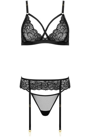 Sexy lingerie set με αποσπώμενη ζαρτιέρα και ρυθμιζόμενες τιράντες