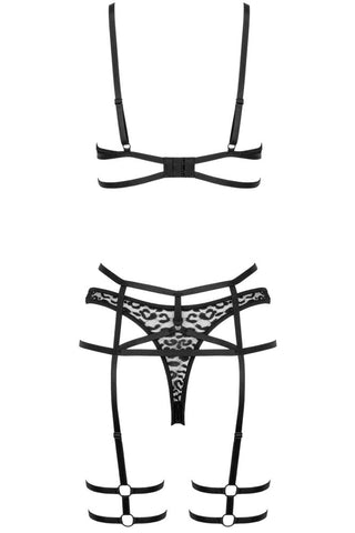 Sexy σετ εσωρούχων με λεοπάρ μοτίβο και ζαρτιέρες μηρού