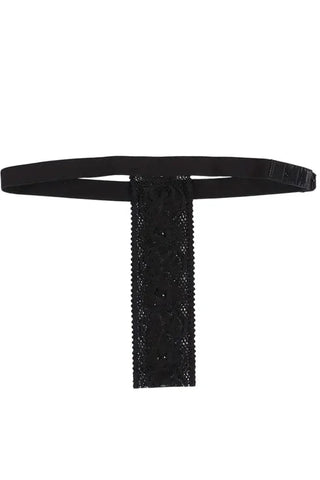 Sexy string με δαντέλα & πλαϊνό κούμπωμα Annamu Μαύρο A-1095