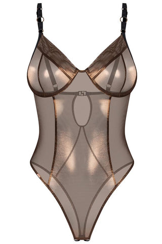 Μπρονζέ κορμάκι Soranna με ενίσχυση στο στήθος και εφαρμοστή γραμμή