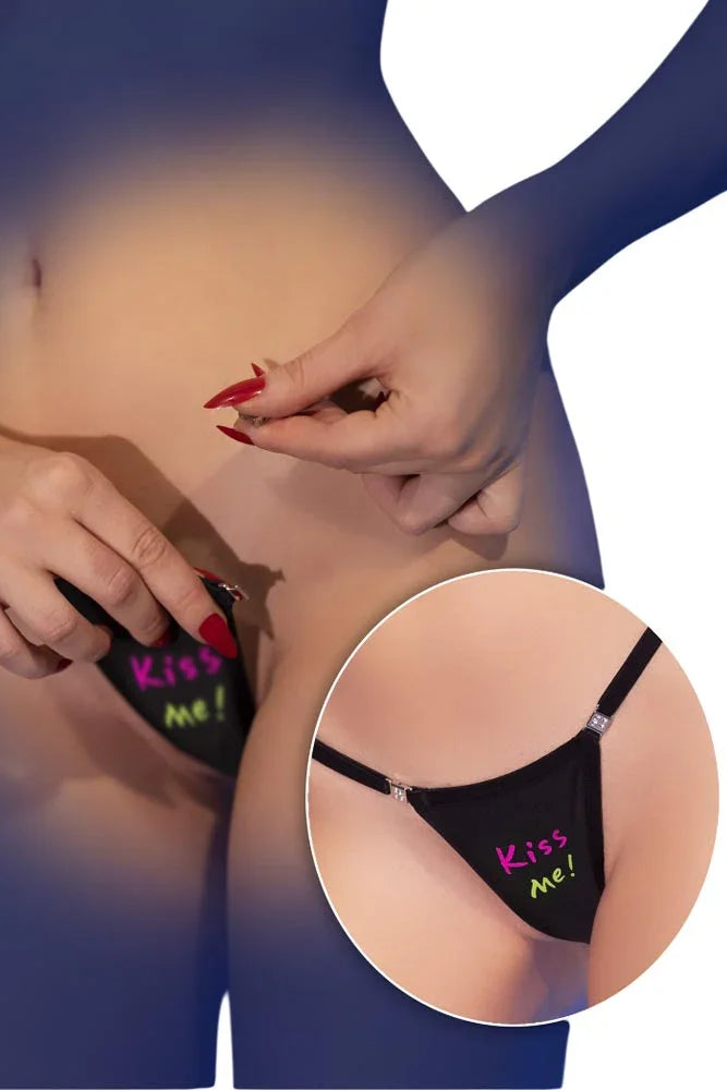 Chilirose Mini Thong kiss me Μαύρο CR-4836
