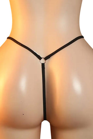 String με Μαργαριτάρια και Διακοσμητικό Λουλούδι – Μαύρο Σέξι Εσώρουχο πίσω όψη