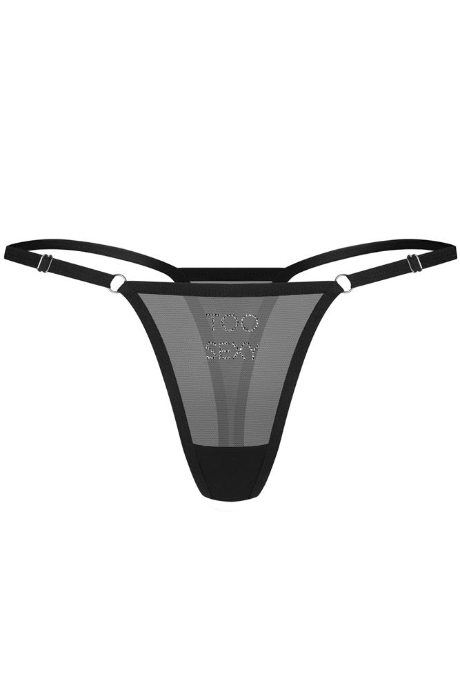 Sexy thong με επιγραφή ‘Too Sexy’ από rhinestones και ρυθμιζόμενες πλαϊνές τιράντες