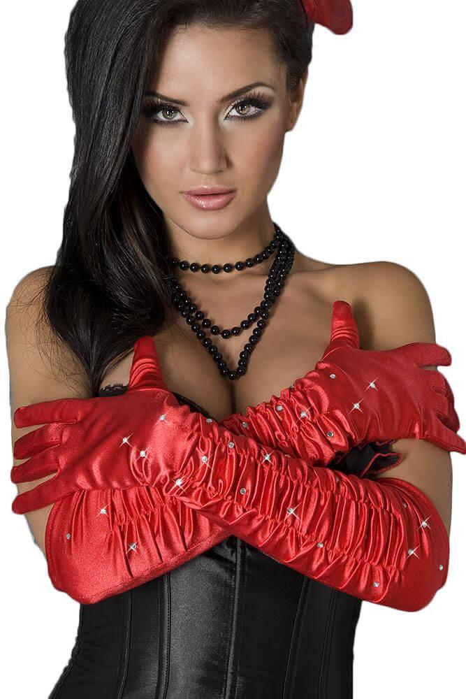 Chilirose - Γάντια - Chilirose Red Gloves With Strass Stones CR-3212 - E-string.gr
