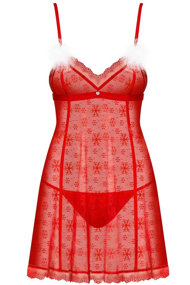Obsessive - Γυναικείο Babydoll στολή - Obsessive Claussica Κόκκινο OB7823 - E-string.gr