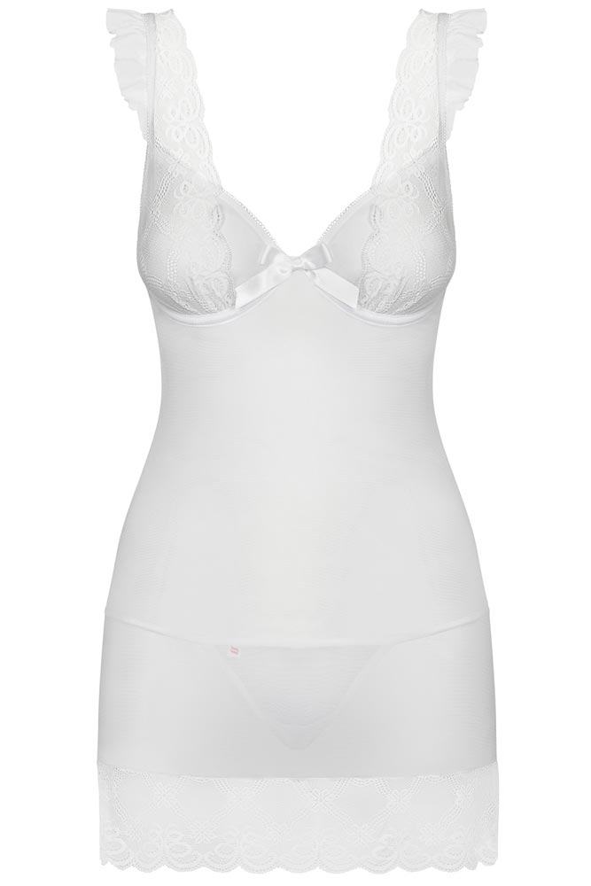 Obsessive - Γυναικείο Babydoll - Julitta chemise and thong White OB2219 - E-string.gr