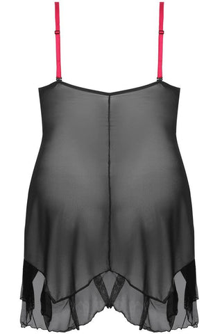 Anais - PLUS SIZE Babydoll - AS Gia chemise ροζ-μαύρο AS10035 - E-string.gr