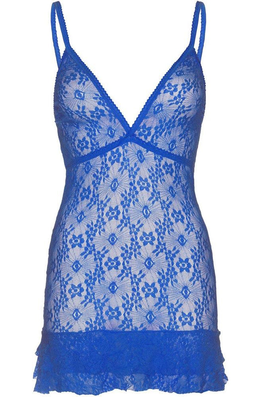 Leg Avenue - Γυναικείο Babydoll - Lace chemise with ruffle Μπλε LG81426 - E-string.gr