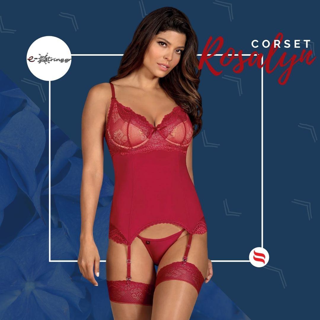 Obsessive - Γυναικείος κορσές - Obsessive Rosalyn corset and thong Κόκκινος OB4168 - E-string.gr