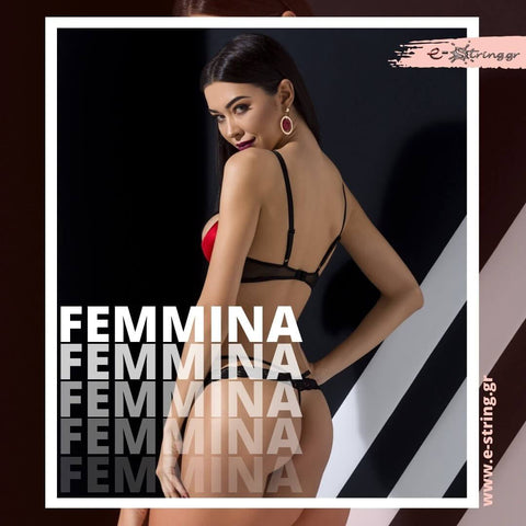 Passion - Γυναικείο σετ εσώρουχα - Passion Femmina bikini Μαύρο κόκκινο PS0053 - E-string.gr