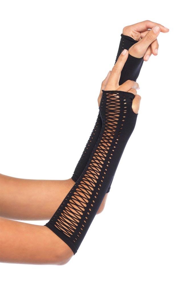 Leg Avenue - Γάντια - Leg Avenue Faux Lace Up Fingerless Gloves LG2148 - E-string.gr