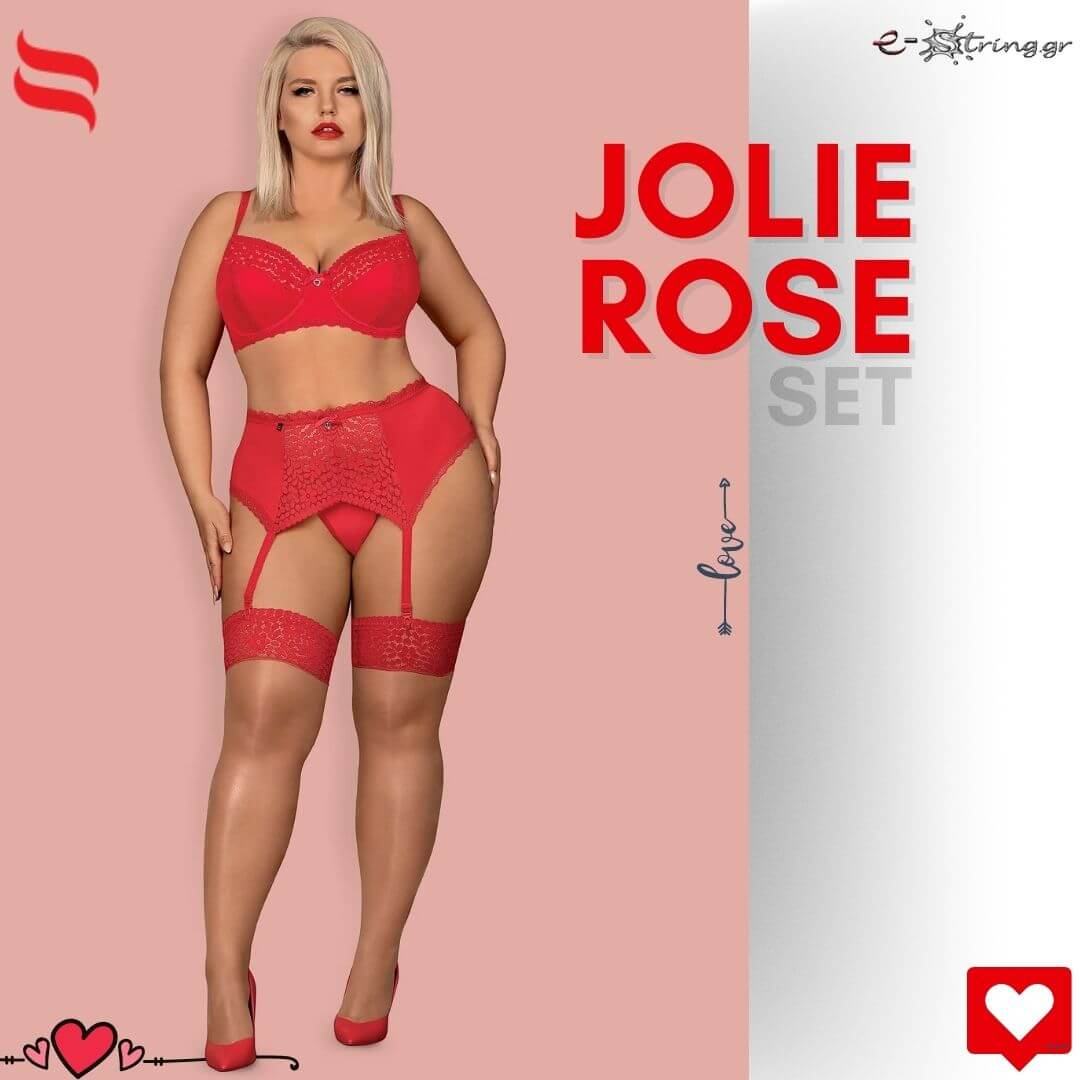 Obsessive - Γυναικείο σετ εσωρούχων - Obsessive Jolierose 3-pcs set Κόκκινο OB3741 - E-string.gr