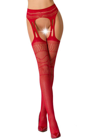 Passion - Καλσόν - ζαρτιέρα Passion Garter stockings Κόκκινο S020-Red - E-string.gr