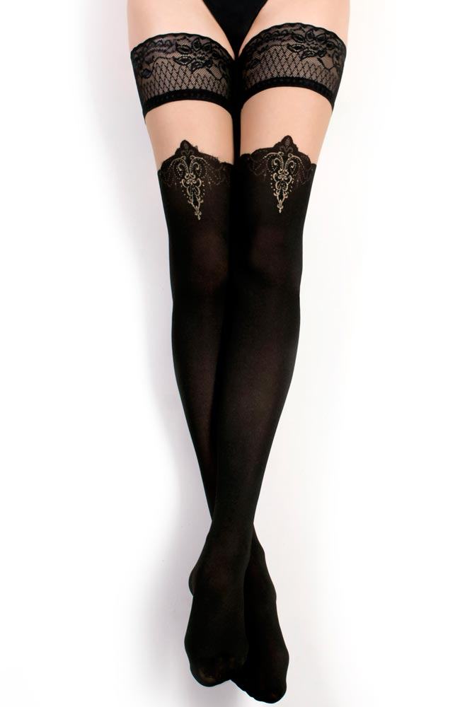 Ballerina - Γυναικείες Κάλτσες με σχέδιο - Ballerina Μαύρες BS418 - E-string.gr
