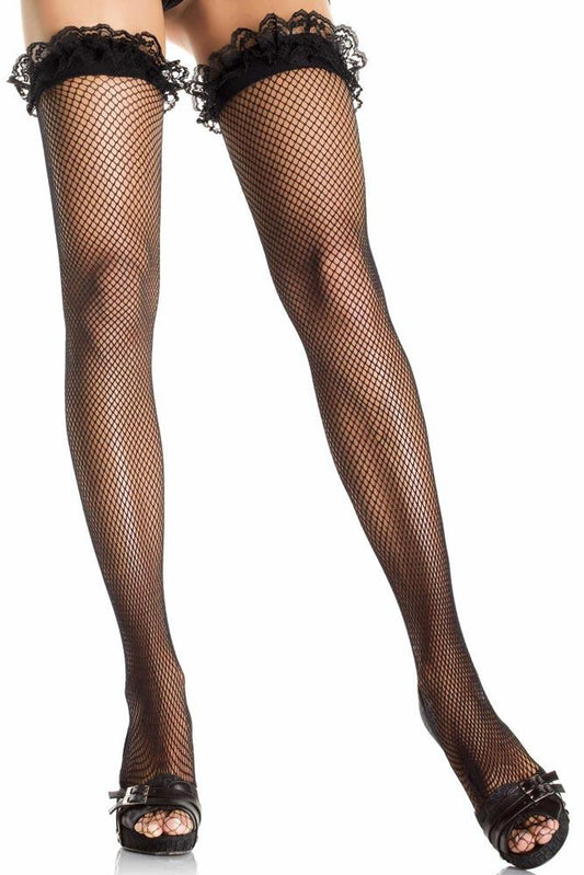 Leg Avenue - Κάλτσες δίχτυ - Fishnet Thigh Highs Μαύρες LG9906 - E-string.gr