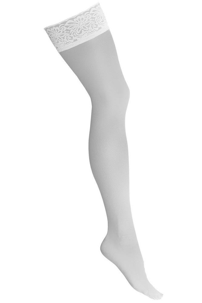 Kotek - Κάλτσες με δαντέλα και σιλικόνη - Kotek 15 Den Λευκές KO-H012-White - E-string.gr