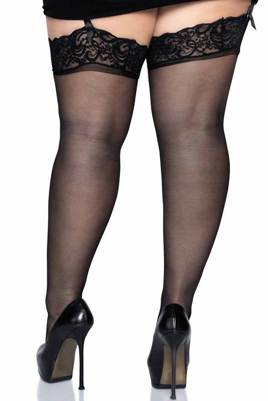 Leg Avenue - Γυναικείες Κάλτσες μεγάλο μέγεθος - Leg Avenue Sheer Thigh Highs Μαύρες LG1011Q - E-string.gr