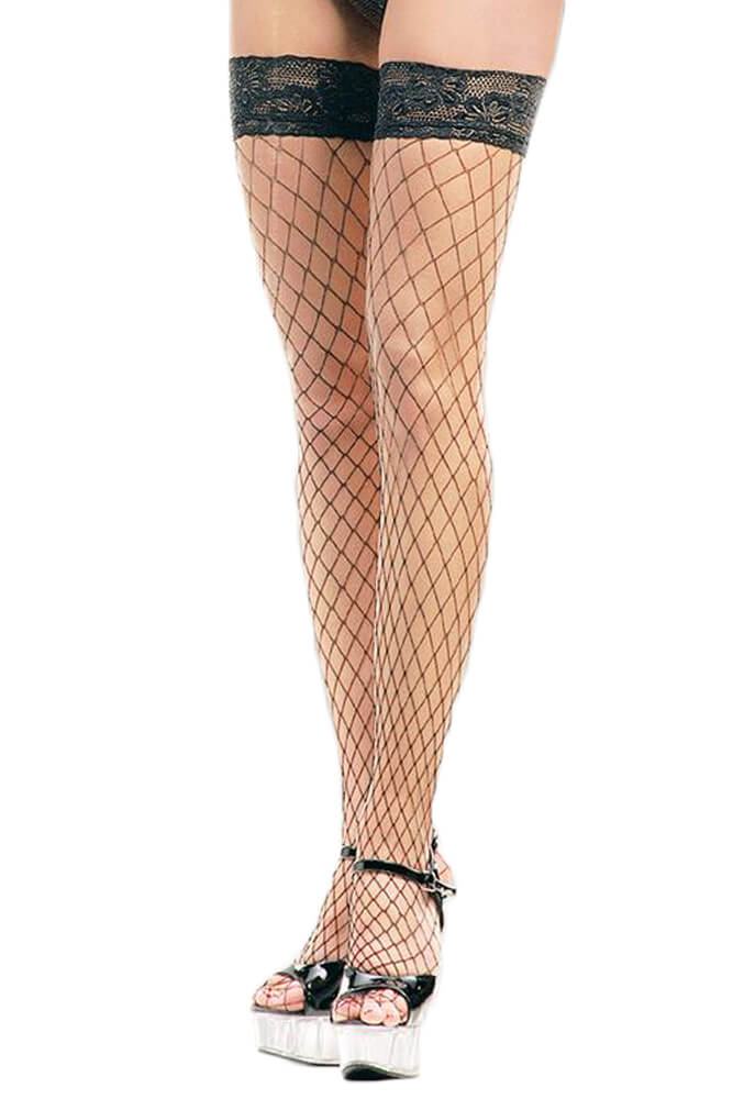 Softland - Κάλτσες με μεγάλο δίχτυ -Fishnet Stockings with Stretch Lace Top SFT5520 - E-string.gr