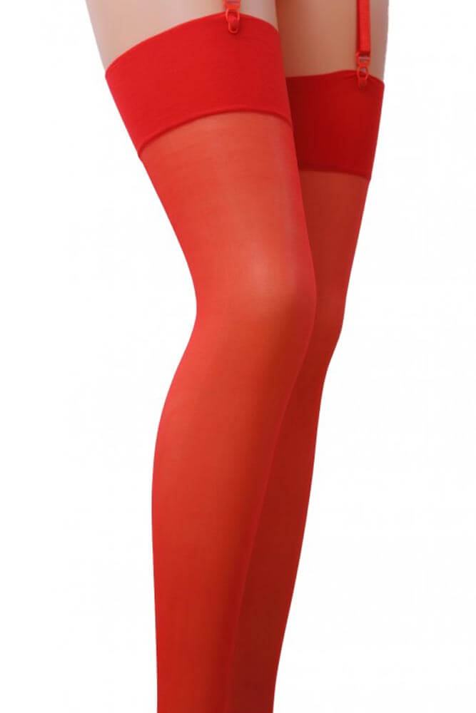 Passion - Κάλτσες - Plus Size Transluent Thigh Highs Κόκκινες ST001-Red - E-string.gr