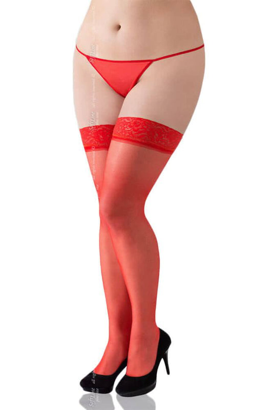 Softland - Γυναικείες Κάλτσες μεγάλο μέγεθος - Red plus size Stockings κόκκινες SFT5514-Red - E-string.gr