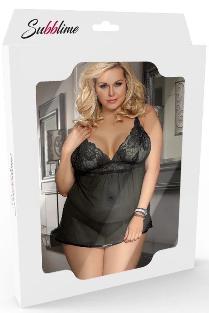 Subblime - Plus Size Κορμάκι - Subblime Teddy Μαύρο S-220745 - E-string.gr