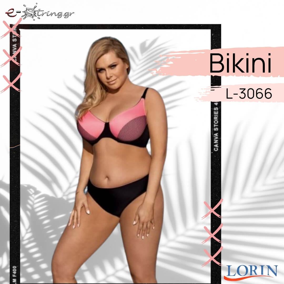 Lorin - Γυναικείο Μαγιό - Μπικίνι Lorin Μαύρο Ροζ L-3066 - E-string.gr