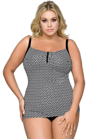 Lorin - Γυναικείο Μαγιό - Tankini Lorin Μαύρο Λευκό L-5082 - E-string.gr