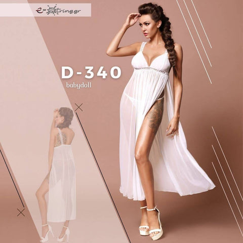 Excellent Beauty - Γυναικείο Μακρύ Babydoll - Excellent Beauty Λευκό D-340 - E-string.gr