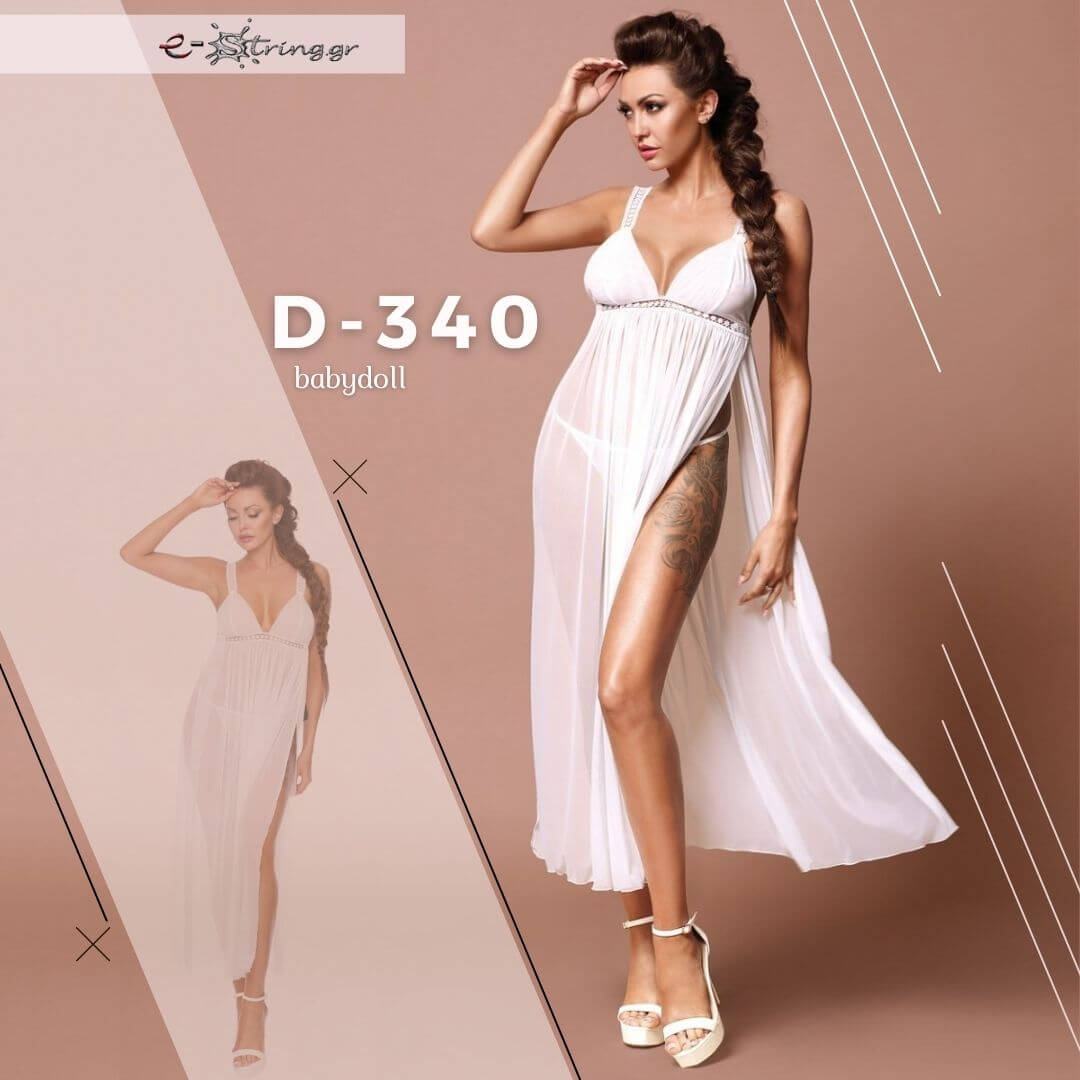 Excellent Beauty - Γυναικείο Μακρύ Babydoll - Excellent Beauty Λευκό D-340 - E-string.gr