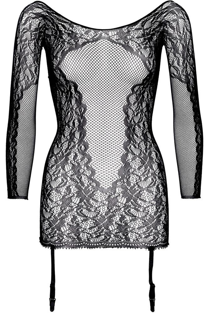 Leg Avenue - Μίνι Φορεματάκι - Net and lace garter dress Μαύρο LG81531 - E-string.gr