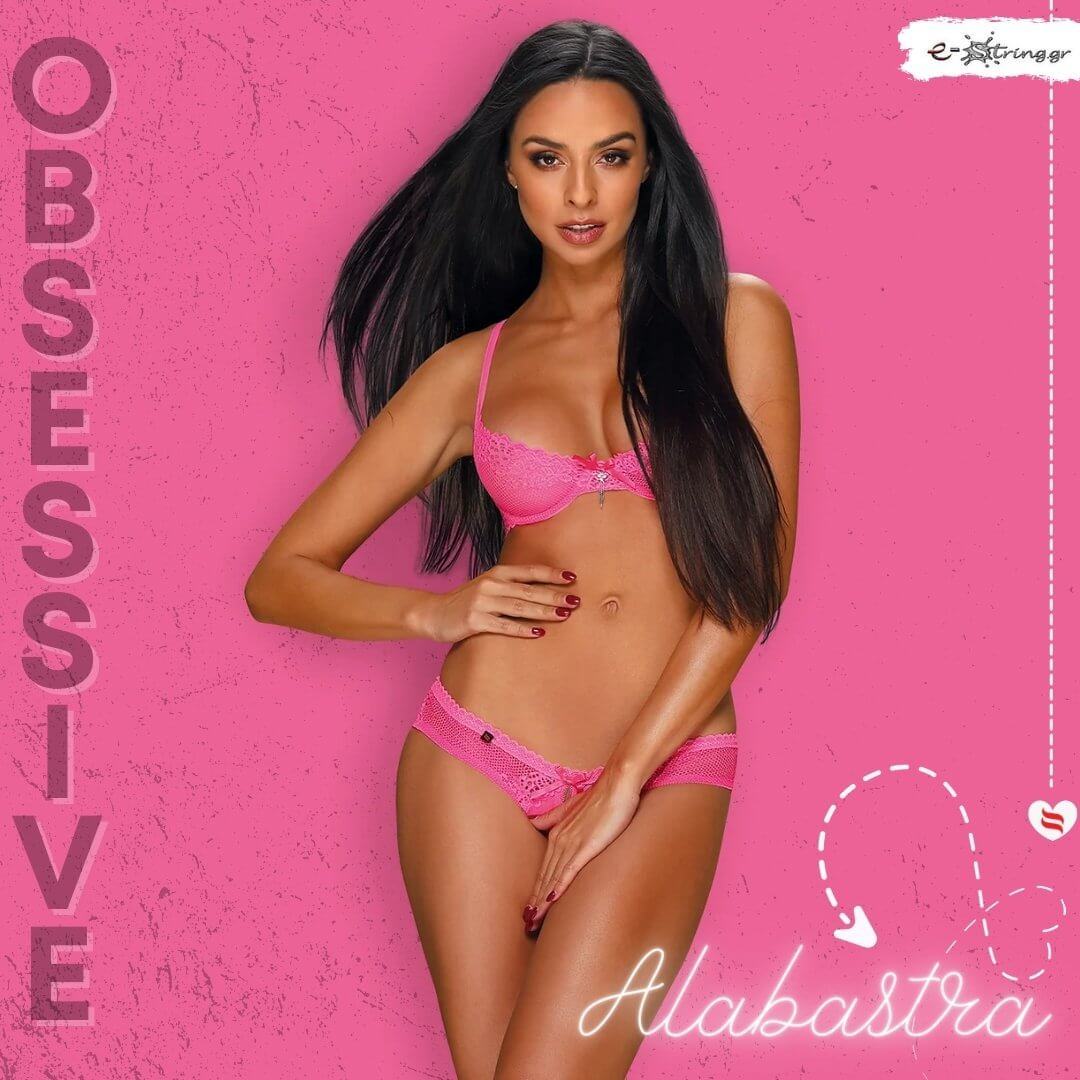 Obsessive - Γυναικείο σετ Εσωρούχων - Obsessive Alabastra Set Ροζ OB1326 - E-string.gr
