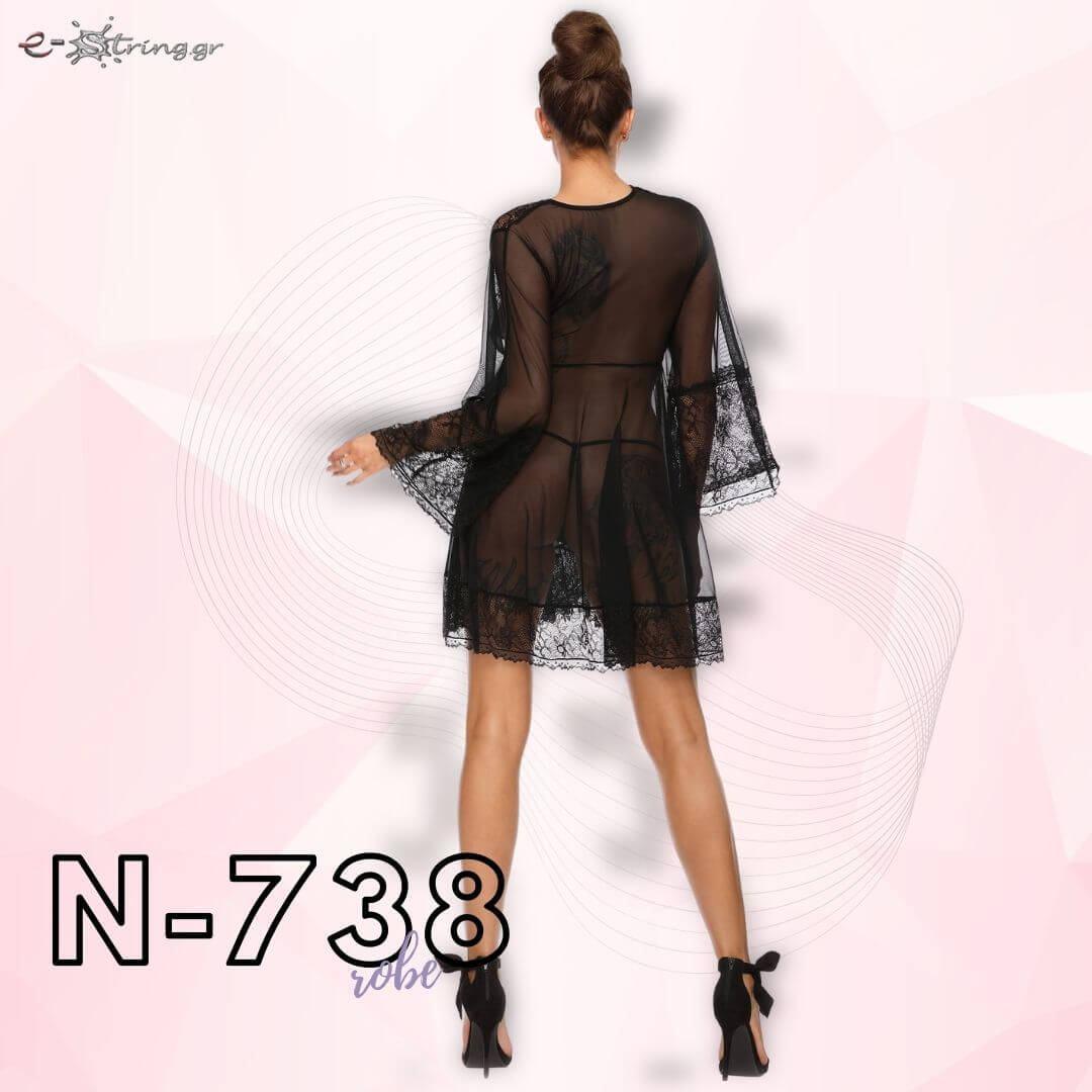 Excellent Beauty - Γυναικεία Ρόμπα - Excellent Beauty Μαύρη N-738 - E-string.gr