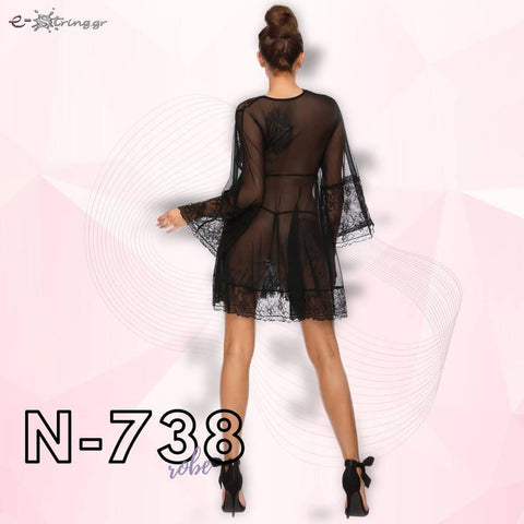 Excellent Beauty - Γυναικεία Ρόμπα - Excellent Beauty Μαύρη N-738 - E-string.gr