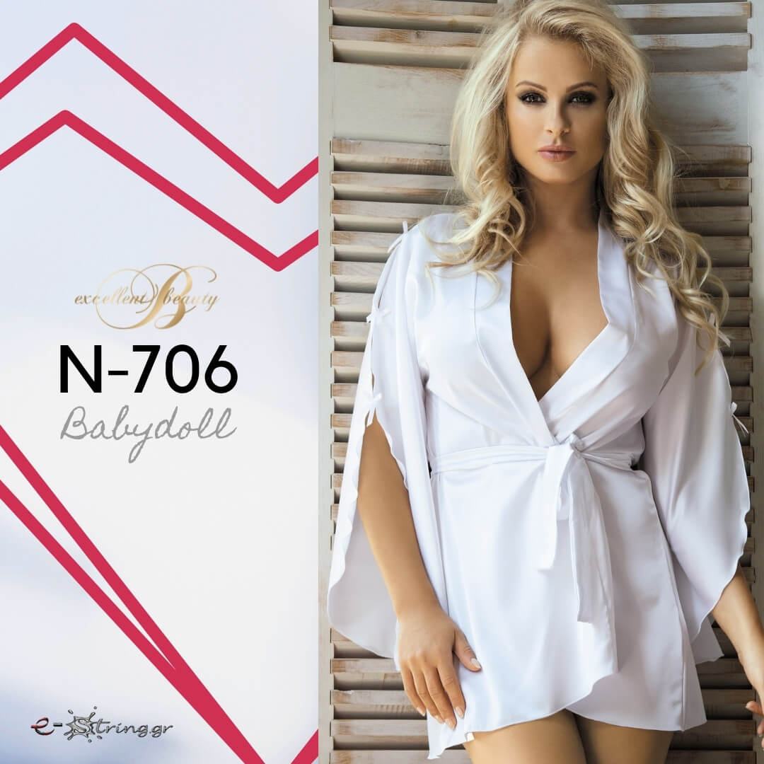 Excellent Beauty - Γυναικείο Babydoll - Excellent Beauty Λευκό N-706 - E-string.gr